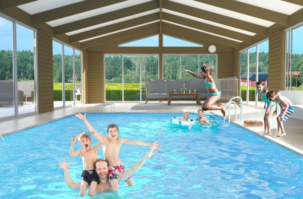 uterum överbyggnad poolhus glaspartier