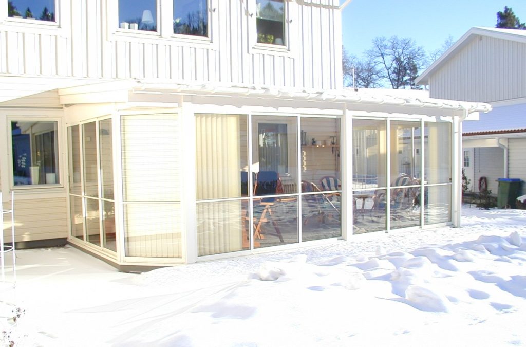 vinterträdgård inglasning pulpettak vinter